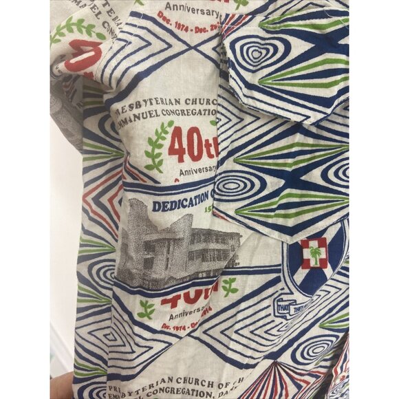 Presbyterian Church of Ghana Men M Print Button Up Shirt Africa Theme 40th Ann. - Picture 3 of 5